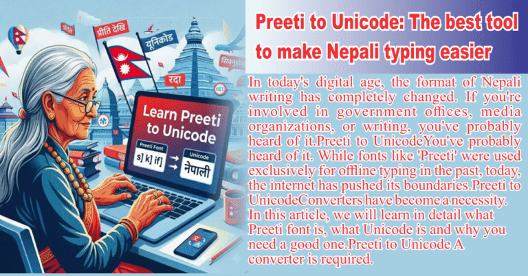 Easily convert Preeti font to Unicode online. Best tool for Nepali typing in government offices, media, and blogging. Fast, free