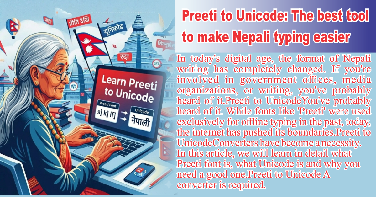 Easily convert Preeti font to Unicode online. Best tool for Nepali typing in government offices, media, and blogging. Fast, free