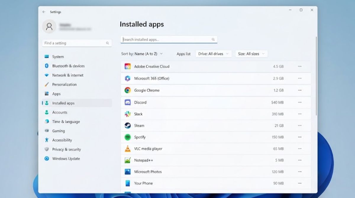 Screenshot showing the Apps section in Windows 11 Settings, where background apps can be controlled
