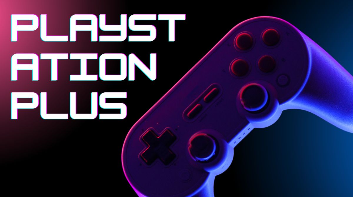 A person holding a PlayStation controller next to a gaming screen while managing subscriptions.