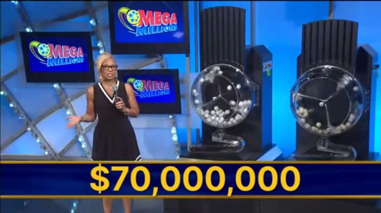 Mega Millions winning numbers for the August 7, 2026 draw showing the white balls and golden Mega Ball.