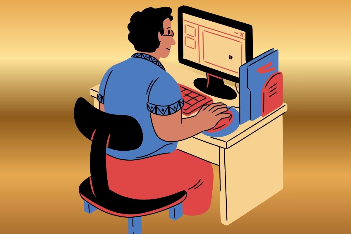 A person practicing with a keyboard on a typing speed test website