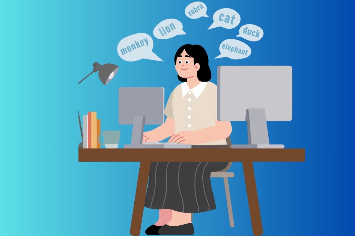 Office worker multitasking efficiently using fast typing during meetings