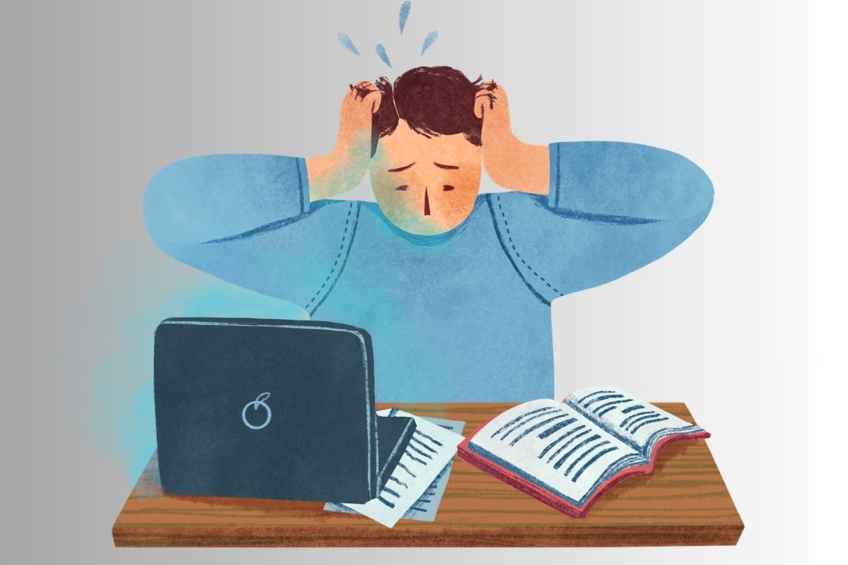 Relaxed professional typing calmly with reduced work stress