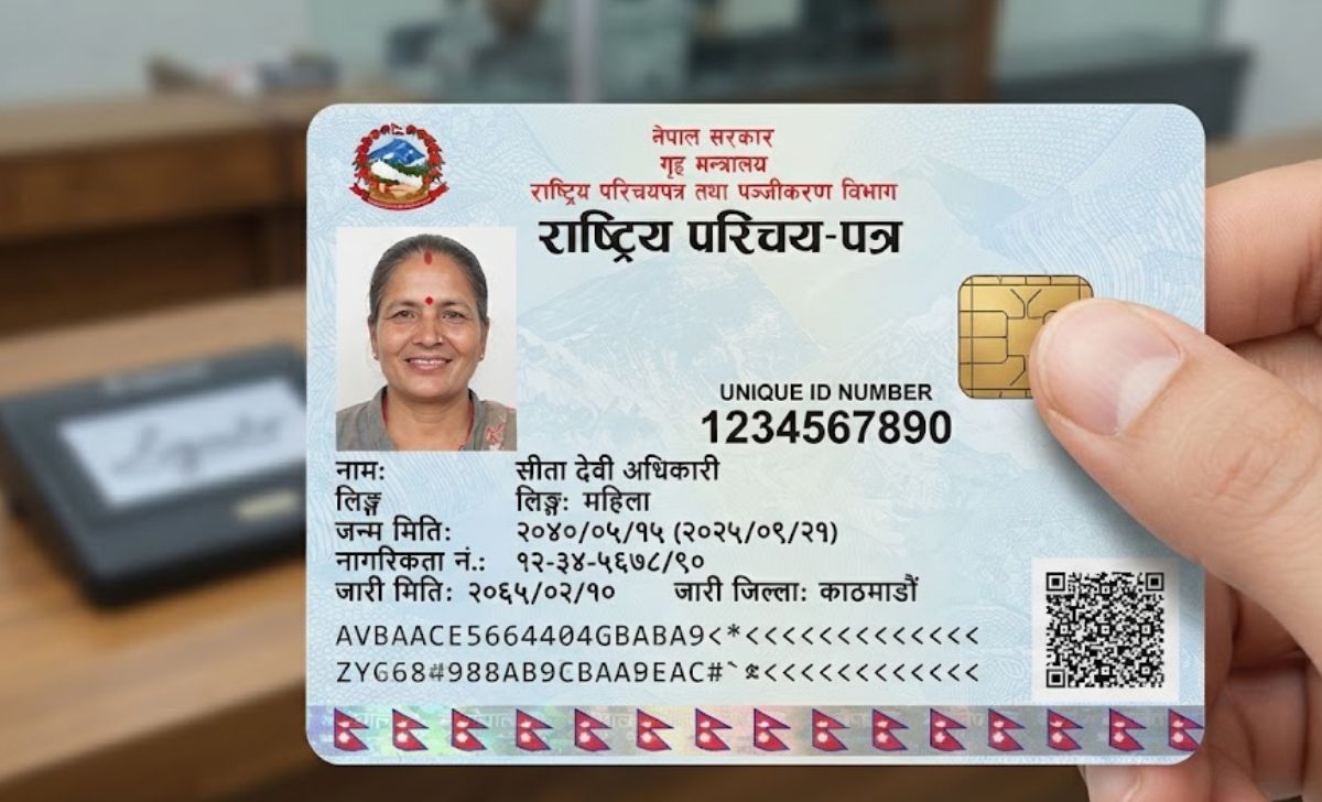 Nepal National ID smart card with biometric chip and unique identification number