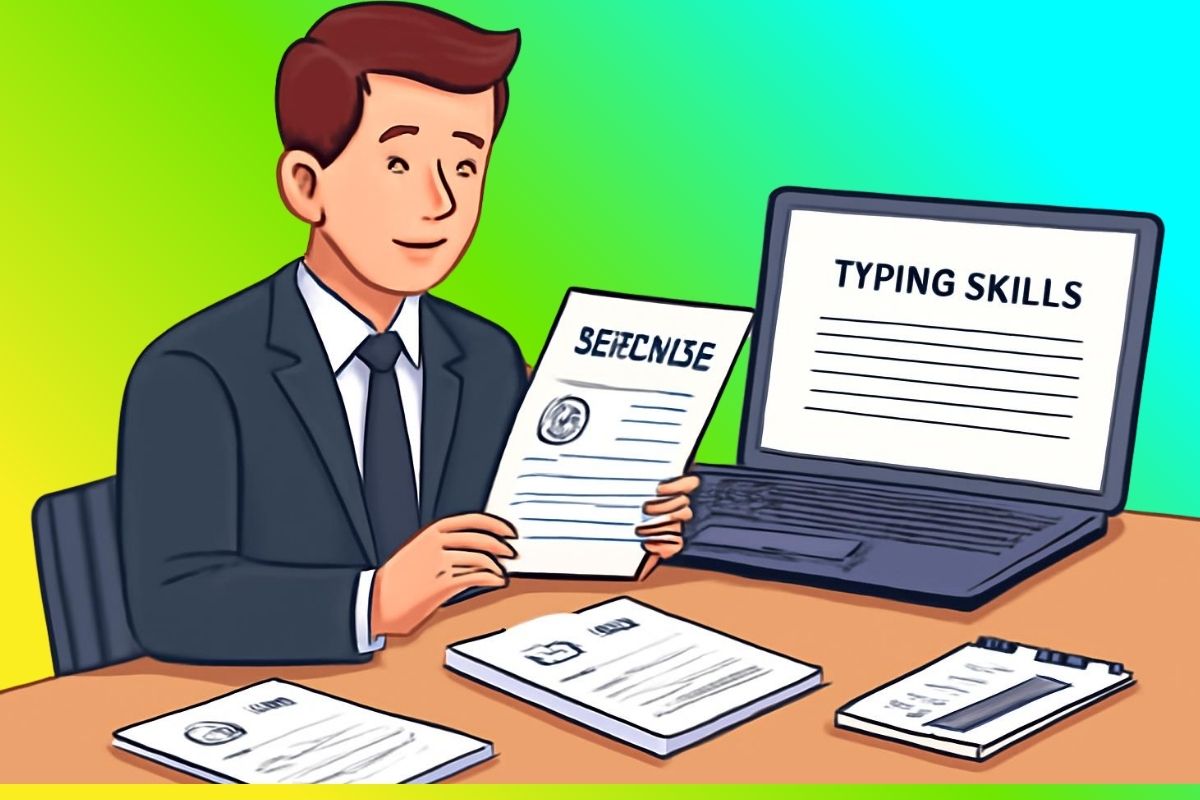 HR manager checking resumes and looking for typing skill requirements